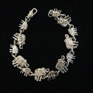 Pewter Silver unmarked elephant love bracelet